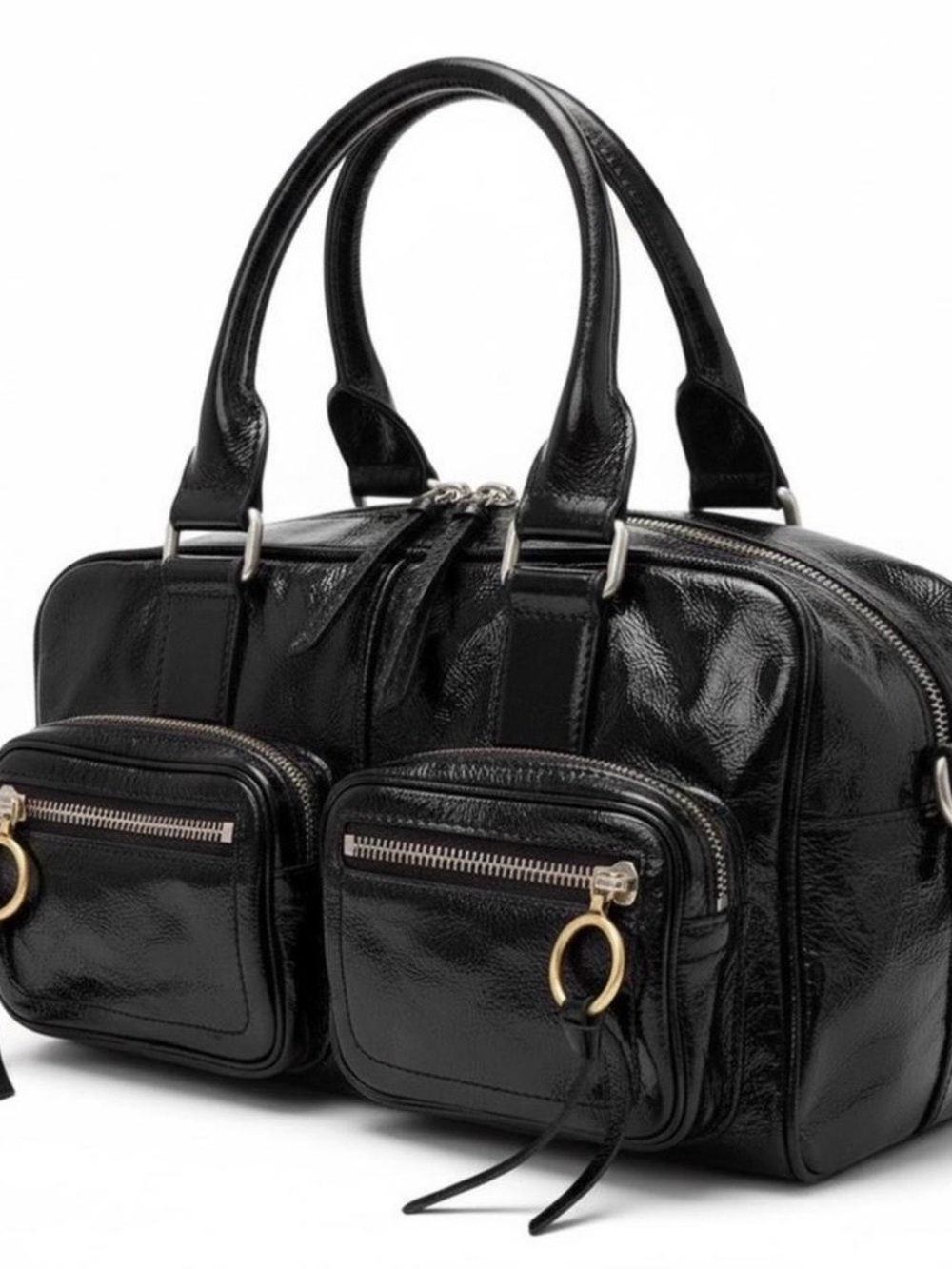 Chloé Black Patent Leather Dual
Pocket Satchel - authentic ✨